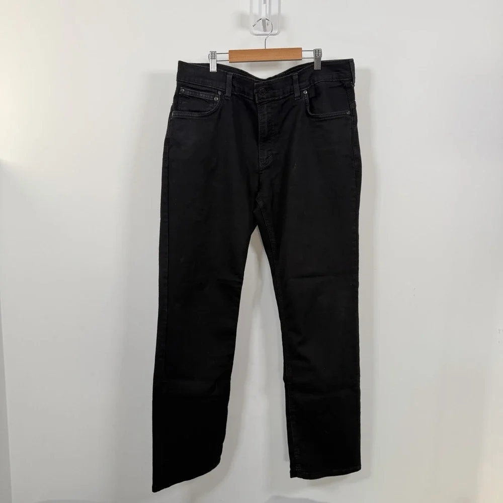 Origin Jeans Mens 36x32 Black Straight Fit Denim Stretch Waist Made In USA